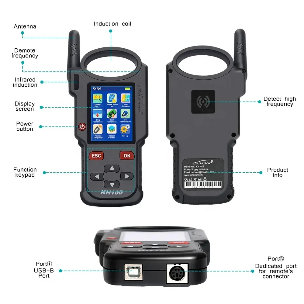 Lonsdor KH100+ Remote Key Programmer KH100 Car Auto Key Programmer Chip Generation KH100 Plus Chip Simulation For 4D 46 48