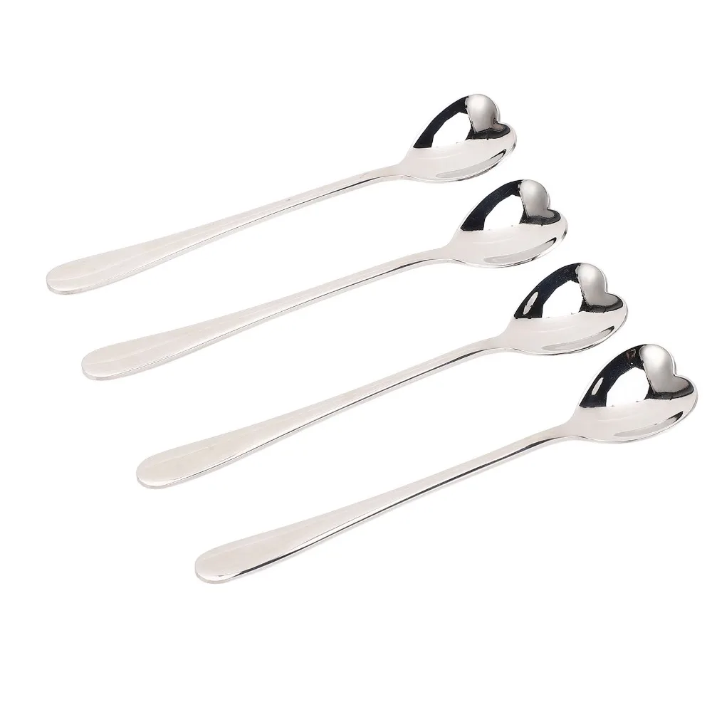 

4PCS Set Stainless Steel Coffee Spoon Small Size Heart Shaped Tea Spoon Exquisite Design Sturdy Construction Stirring Spoon