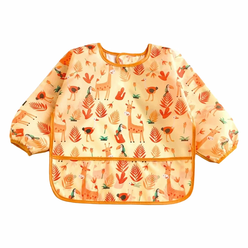 

Cute Cartoon Baby Bibs Colorful Design Soft Material Waterproof Bib Waterproof Fabric Long Sleeve Self Feeding Apron Infant Care