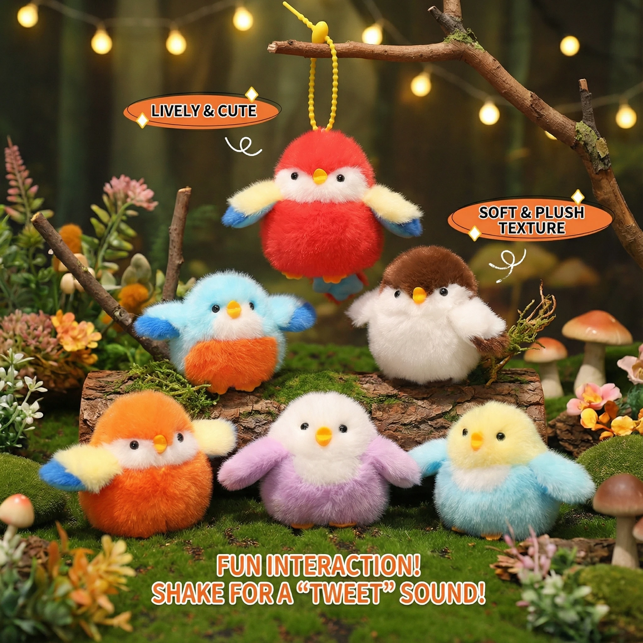 

10CM Simulation Bird Plush Toys Parrot Sparrow Budgerigar Stuffed Cartoon Animal Doll Small Pendant Toys Bag Keychain Decoration