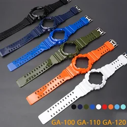 Correa de resina para Casio G-SHOCK GA-110 GD120 GD-100 GLS100 para hombre, pulsera deportiva de TPU brillante, resistente al agua, con herramientas