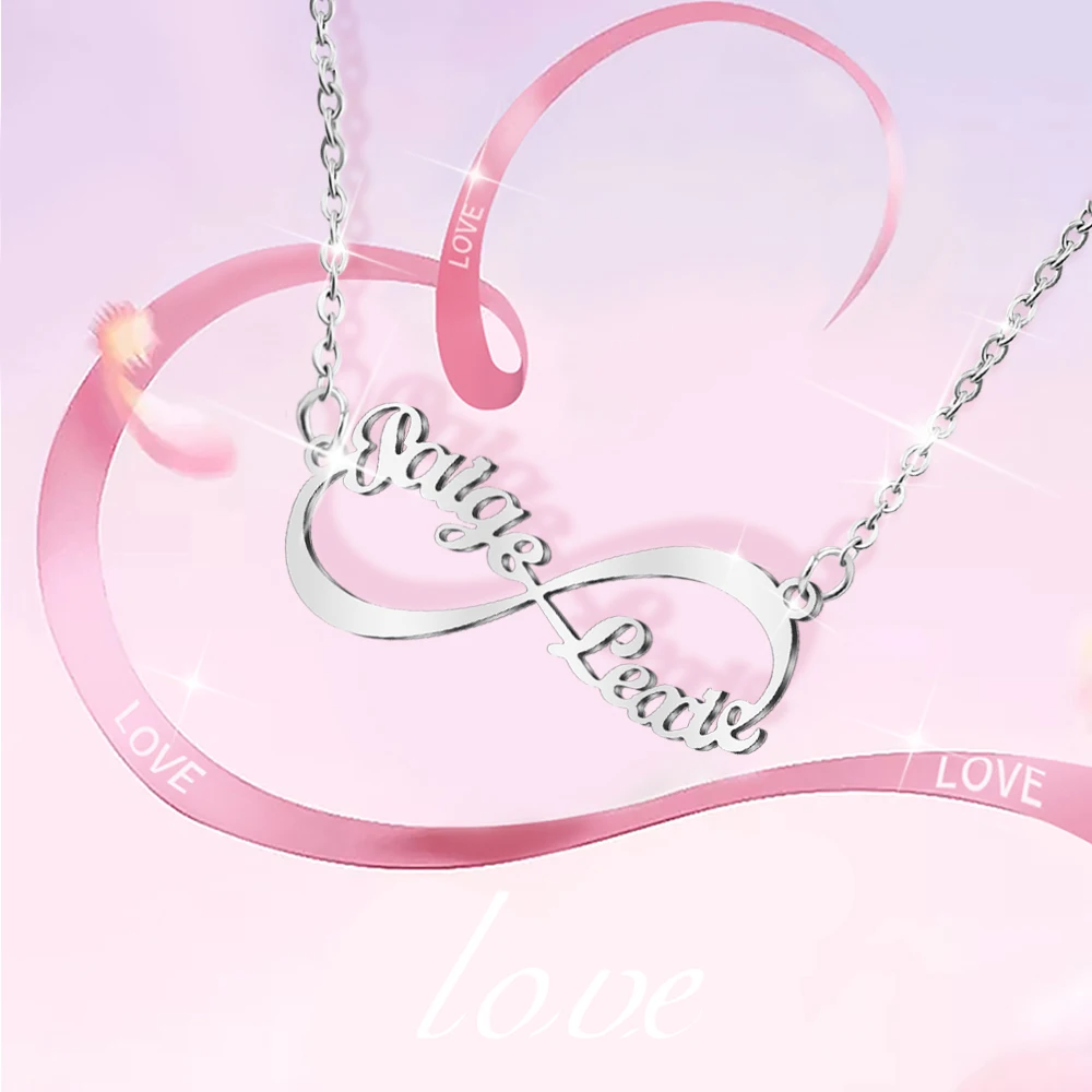 Personalized Names Infinity Necklace 1-4 names Available Stainless Steel Names Necklace Valentines Day Gift