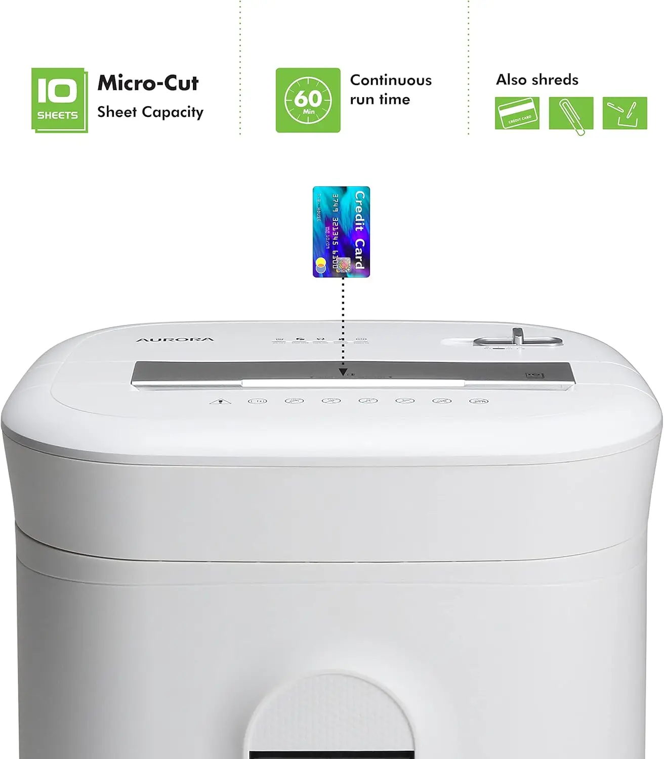 Professional Grade 10-Sheet High Security Micro-Cut Paper and Credit Card Shredder/ 60 Minutes/Security Level P-5, White