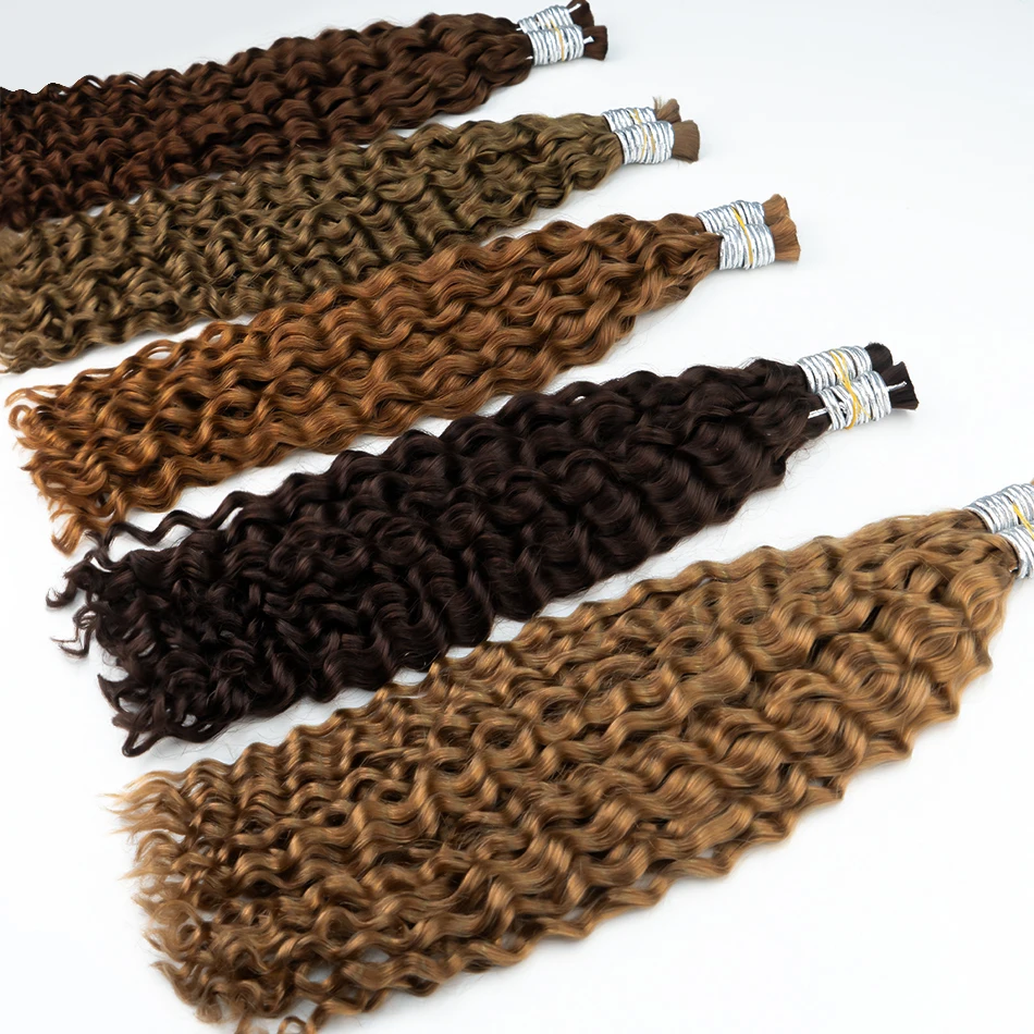 シーハイライトハニーブロンドディープウェーブヘアバンドル、ボヘミアンブレイズ用ウェフトなし、100%人毛エクステンションバンドル、ボヘミアンブレイズ用