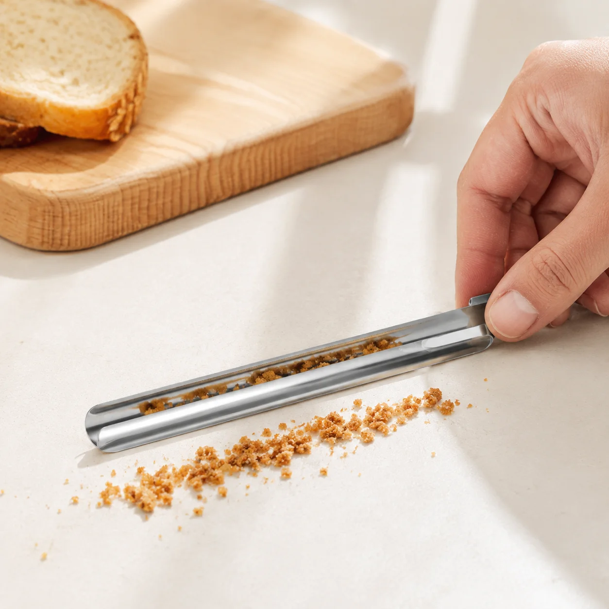Crumb Scrapers Stainless Steel Table Crumb Sweeper Kitchen Countertop Crumbs Collector Cleaner Scraper