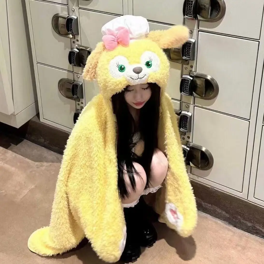 Cartoon Anime Ear Moving Design Chef Dog Shoulder Blanket Home Leisure Warmth Coral Fleece No Brand Made in China