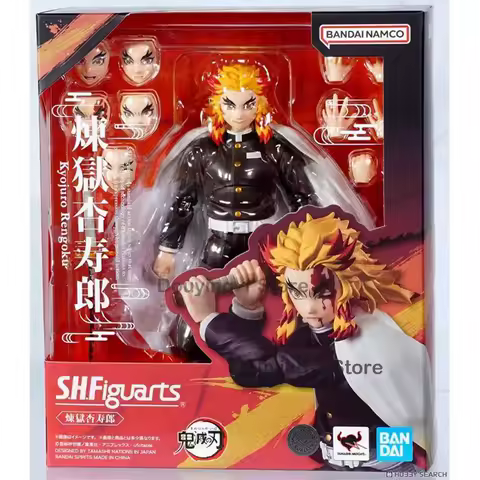 In Stock BANDAI S.H.Figuart Demon Slayer Kyojuro Rengoku Anime Action Collection Figures Model Toys PVC Gift Brand New Genuine
