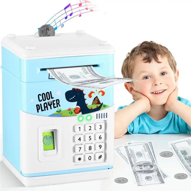 Electronic Piggy Bank Cartoon ATM Safety Cash Coin Money Saving Banks With Password Automatic Deposit Banknote For Kids Gift