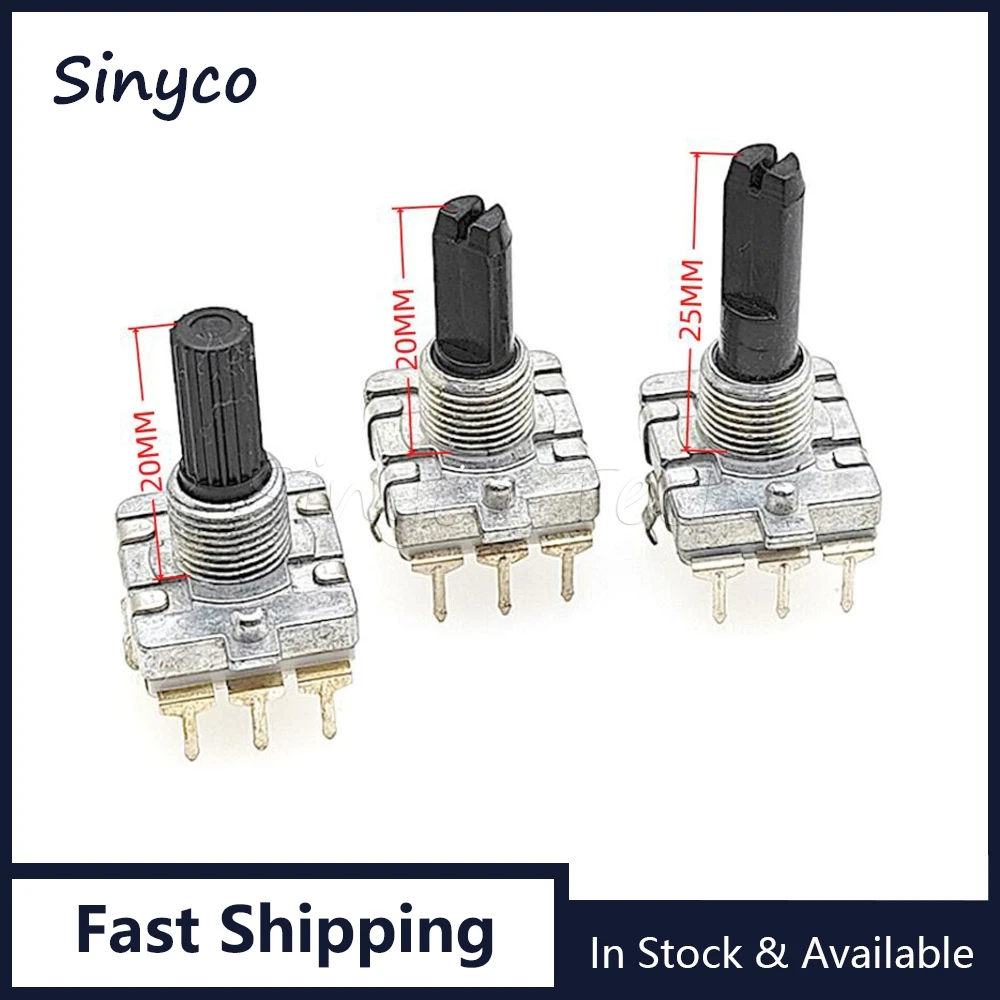 2PCS EC16 Rotary Encoder 24 Position 24 Pulse 3Pin Amplifier Volume Digital Rotary Switch Half Flower Shaft 20mm 25mm