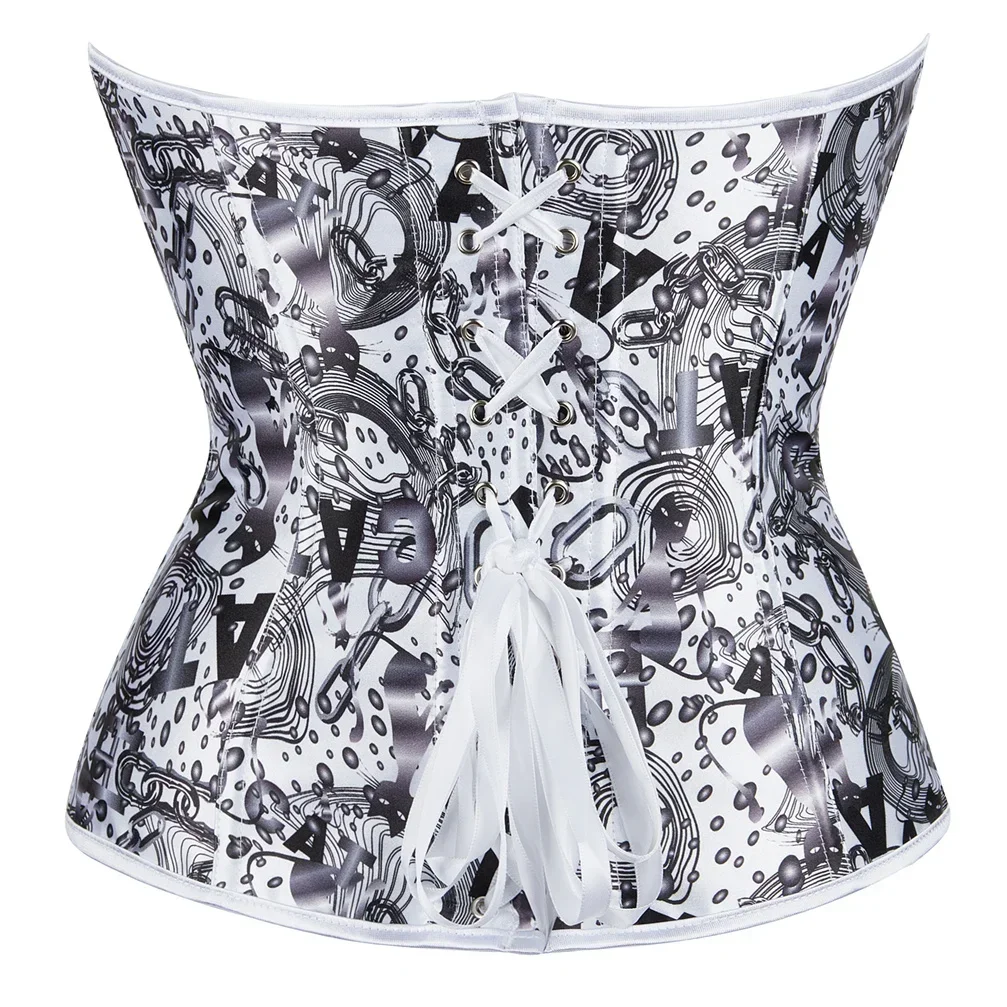 Women Steampunk Corset Skirts Burlesque Printed Corsets Overbust Bustiers Renaissance Costume Engagement Party Outfits Plus Size
