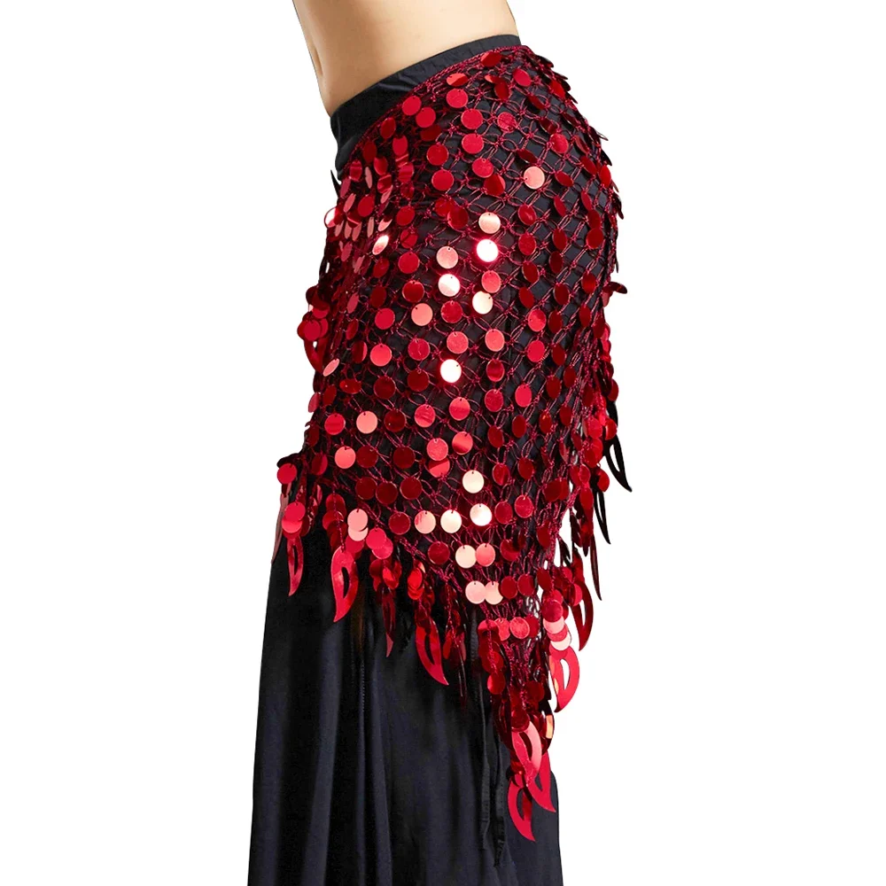 Belly Dance Costume Triangle Hip Scarf Sequin Fringe Tassels Belt Hand Crochet Belly Dance Hip Scarf Colour 11