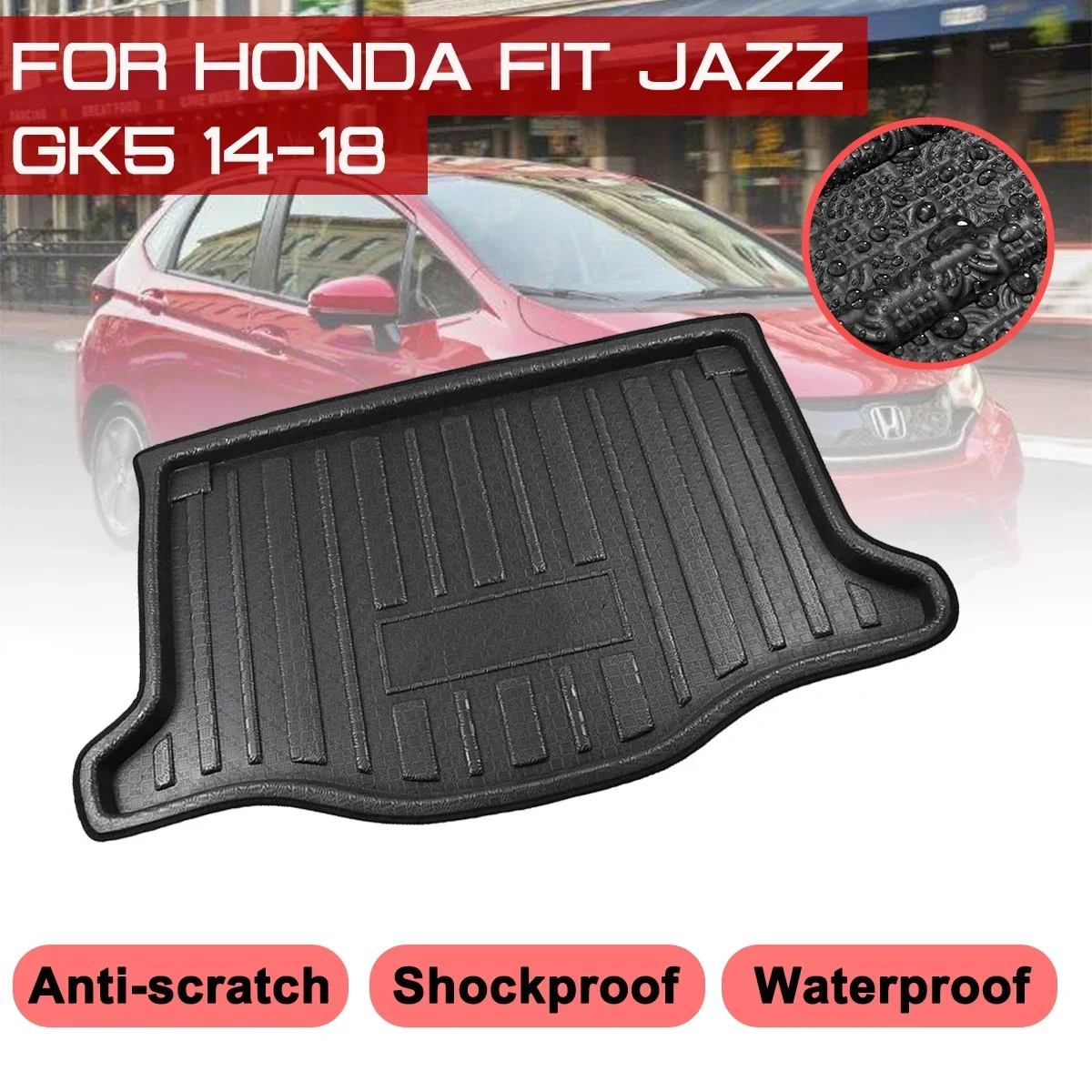 Car Floor Mat Carpet Rear Trunk Anti-mud Cover For Honda FIT JAZZ  GK5 2014 2015 2016 2017 2018 Car Accessories