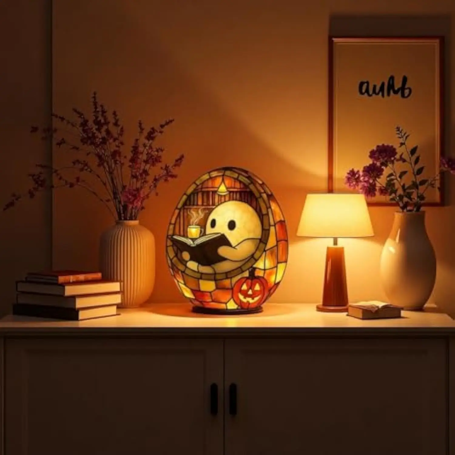Stained Glass Ghost Reading Table Lamp Night Light | Ghost Decor, Stained Glass Design, Table Lamp, Night Light, Reading Light