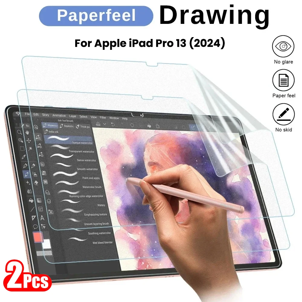 

2PCS Matte Frosted Write Painting PET Soft Film For Apple iPad Pro 13 (2024) 7th i Pad Air13 11 6th Screen Protector Not Glass