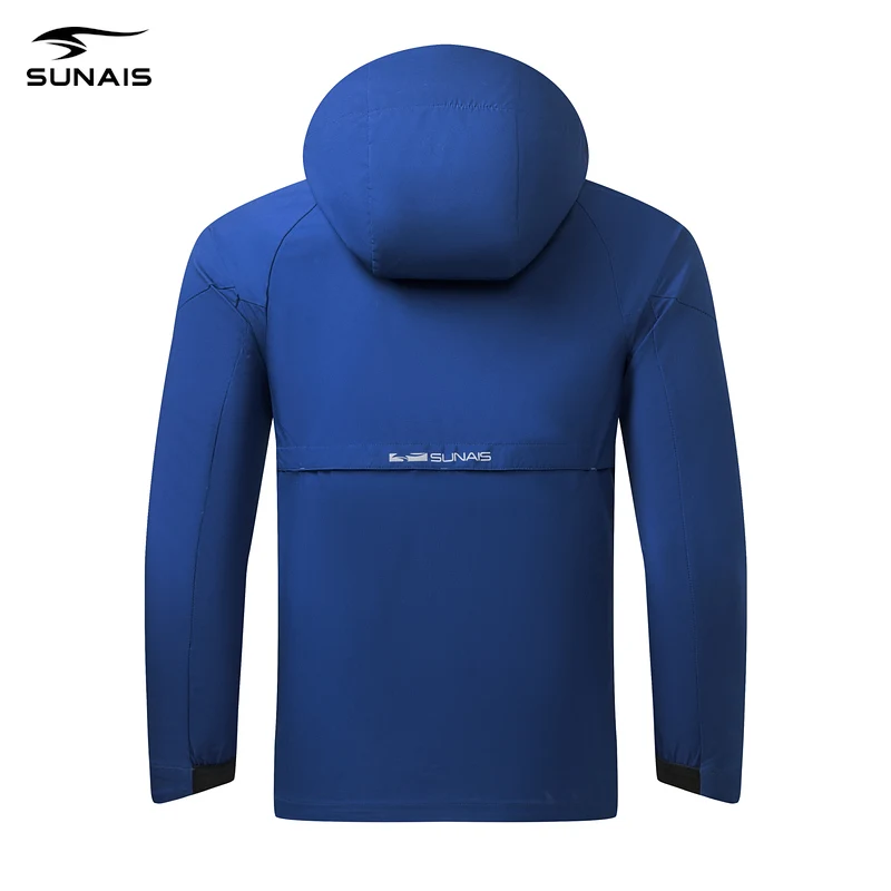 SUNAIS Men's Football Jacket Outdoor Training Sports Windbreaker Windproof And Rainproof Hooded Woven Raincoat Running Cycling