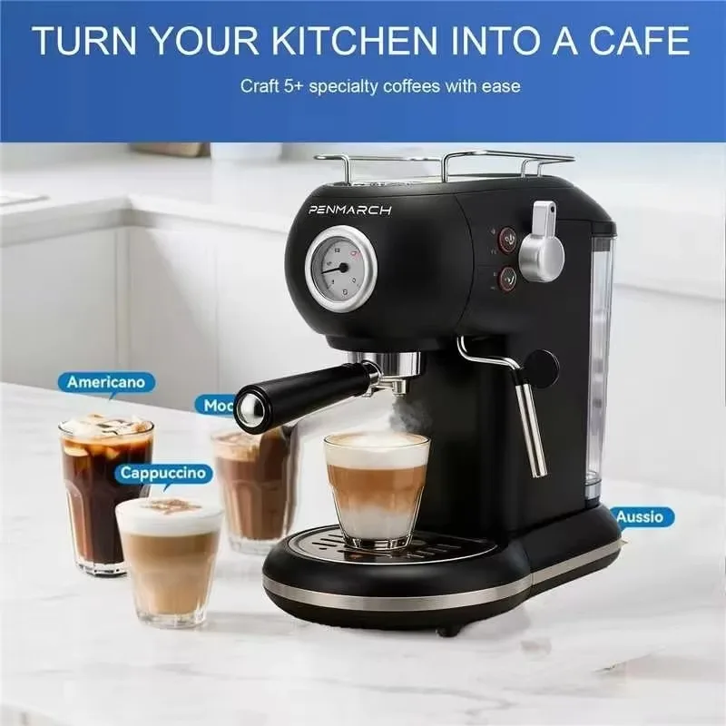 

Модернизированная полуавтоматическая кофемашина в стиле ретро с управлением давлением, итальянская экстракция, домашняя мини-кофемашина