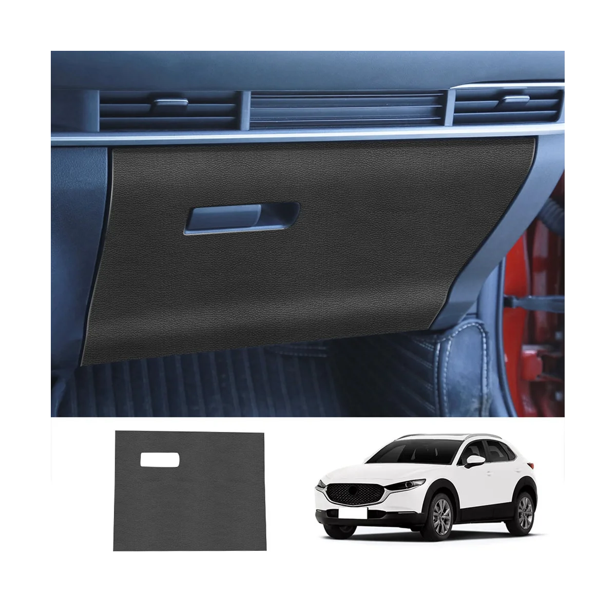 Car Lychee Leather Storage Glove Box Protector Pad Anti-Kick Pad Anti-Dirty Pad Mat Cover for -30 CX30 2022+