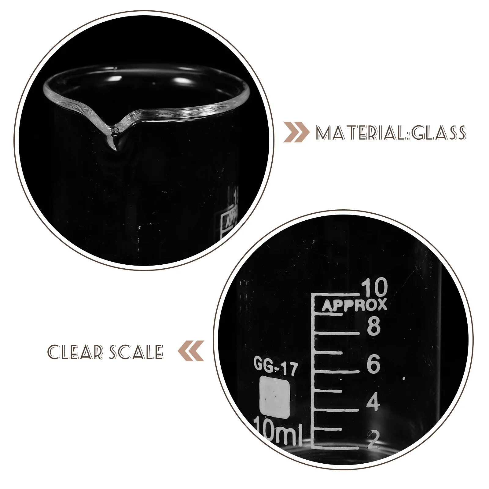 6Pcs High Temperature Resistant Glass Measuring Beakers Set Accurate Scale Stable Pouring Laboratory Glassware Liquid Measuring