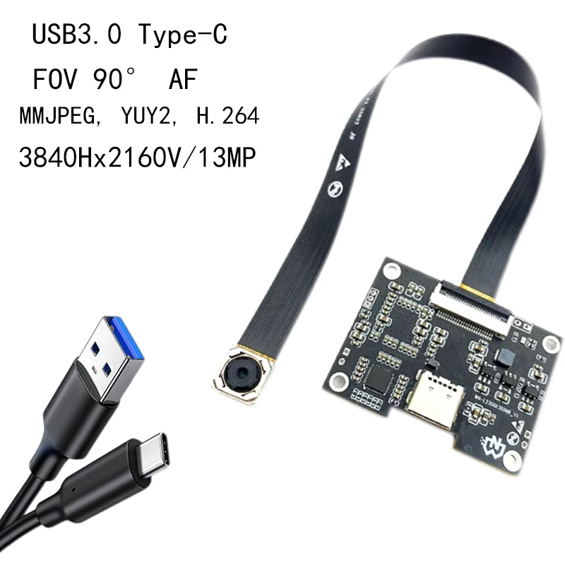 Autofocus 4208*3120 13MP 4K USB3.0 IMX258 CMOS Sensor H.264 Type-C Camera module UVC plug en play Voor documentopnamen