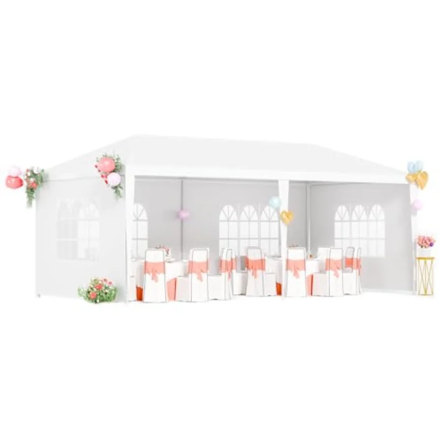 

10X20ft Outdoor Gazebo Canopy Tent Heavy Duty Wedding Party Tent with 4 Removable Sidewalls for Outdoor Wedding BBQ Camping Bac