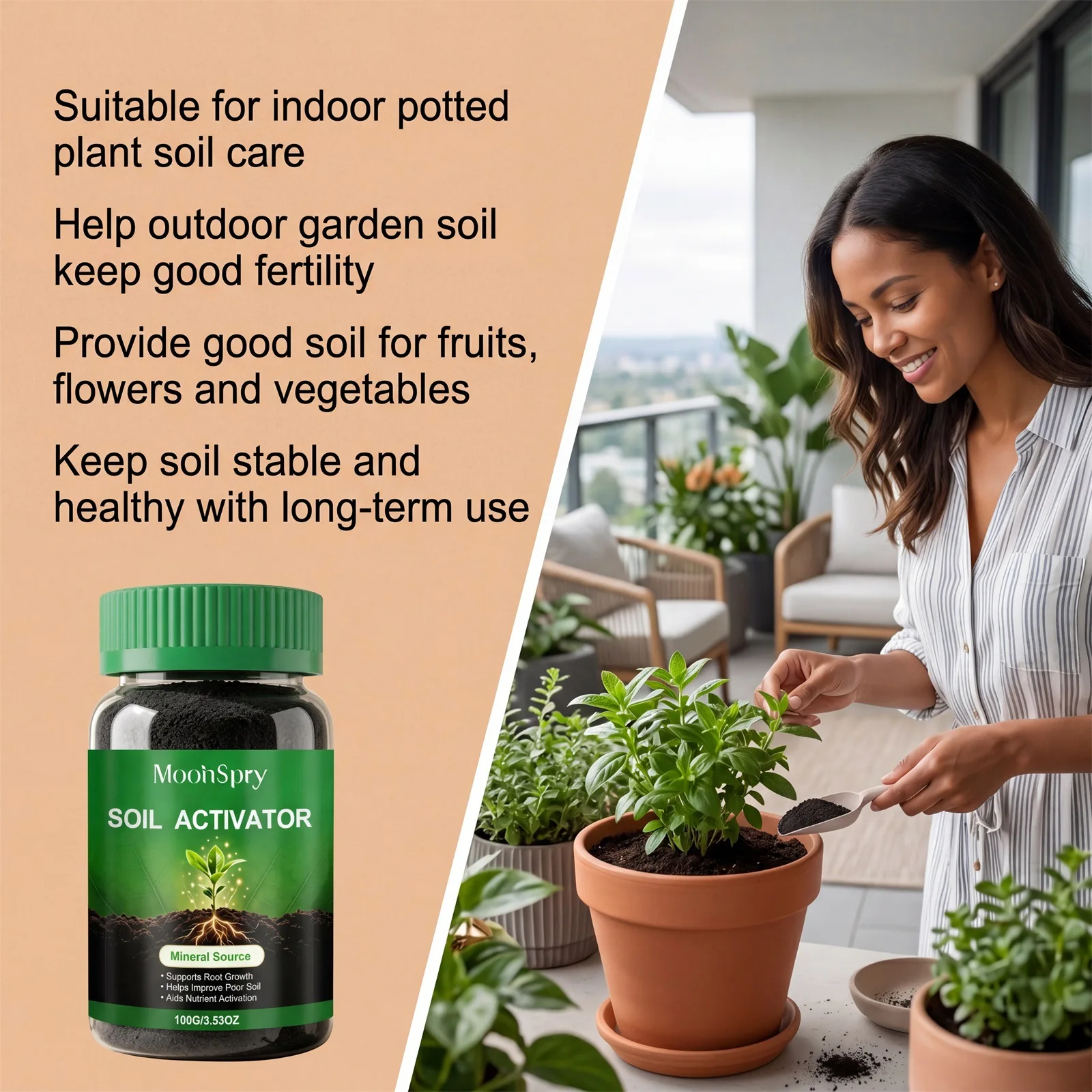 Soil Activator 100g for Home Gardening Flower Plant Fertilizer with Natural Organic Ingredients Enhanced Nutrient Absorption