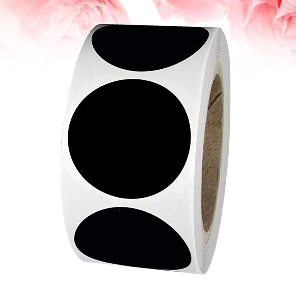 

2 рулона черных самоклеящихся этикеток-стикеров для доски, круглой формы, из ПВХ, для маркировки бутылок, банок, книг, заметок, организации домашнего хозяйства