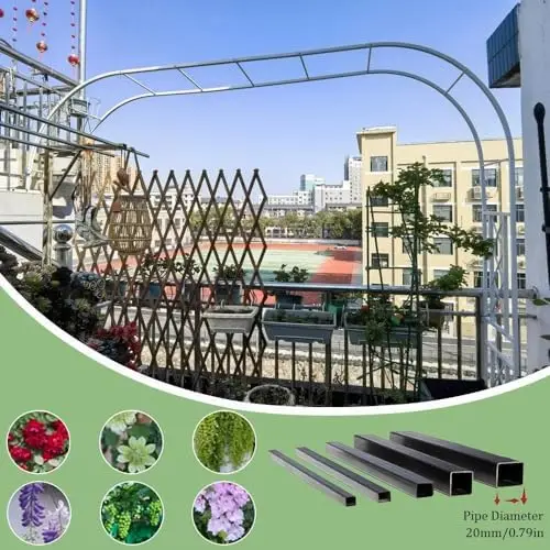 Robusto arco da giardino in metallo per piante rampicanti - Traliccio per rose da esterno - Largo 140-340 cm, Elegante decorazione verde per il giardino