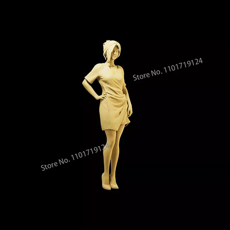 Unpainted Miniatures 1/64 1/43 1/35 Sitting Standing Girls Female Figure Mini Doll Photography Table Scene Prop for Car Vehicles