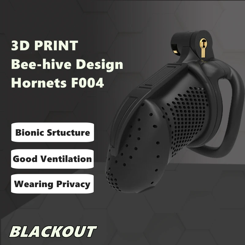 2023 NEW 3D Print Bee-hive Design Breathable Cock Cage 2 Types of Penis Rings Male Chastity Device Adult Products Sex Toys F004