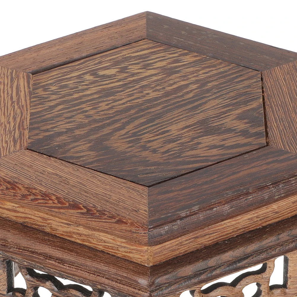 

Wooden Hexagonal Base Sturdy Plant Stand Decorative Display Holder For Indoor Flowerpots Vases Statues Home Garden