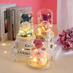 여자 친구를 위한 발렌타인 데이 선물, 영원한 장미, LED 조명 꽃, 빛나는 장식, 웨딩 장식, 창의적인 어머니 선물