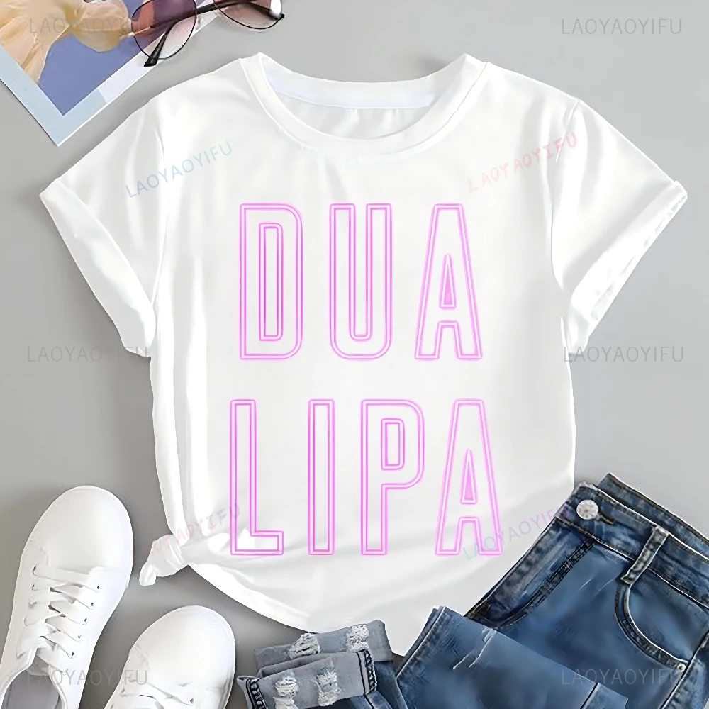 Vintage British Singer DUA LIPA Printed T-shirt Top DUA LIPA Trend Harajuku Short Sleeve Unisex Shirt Graphic Oversized T-shirt