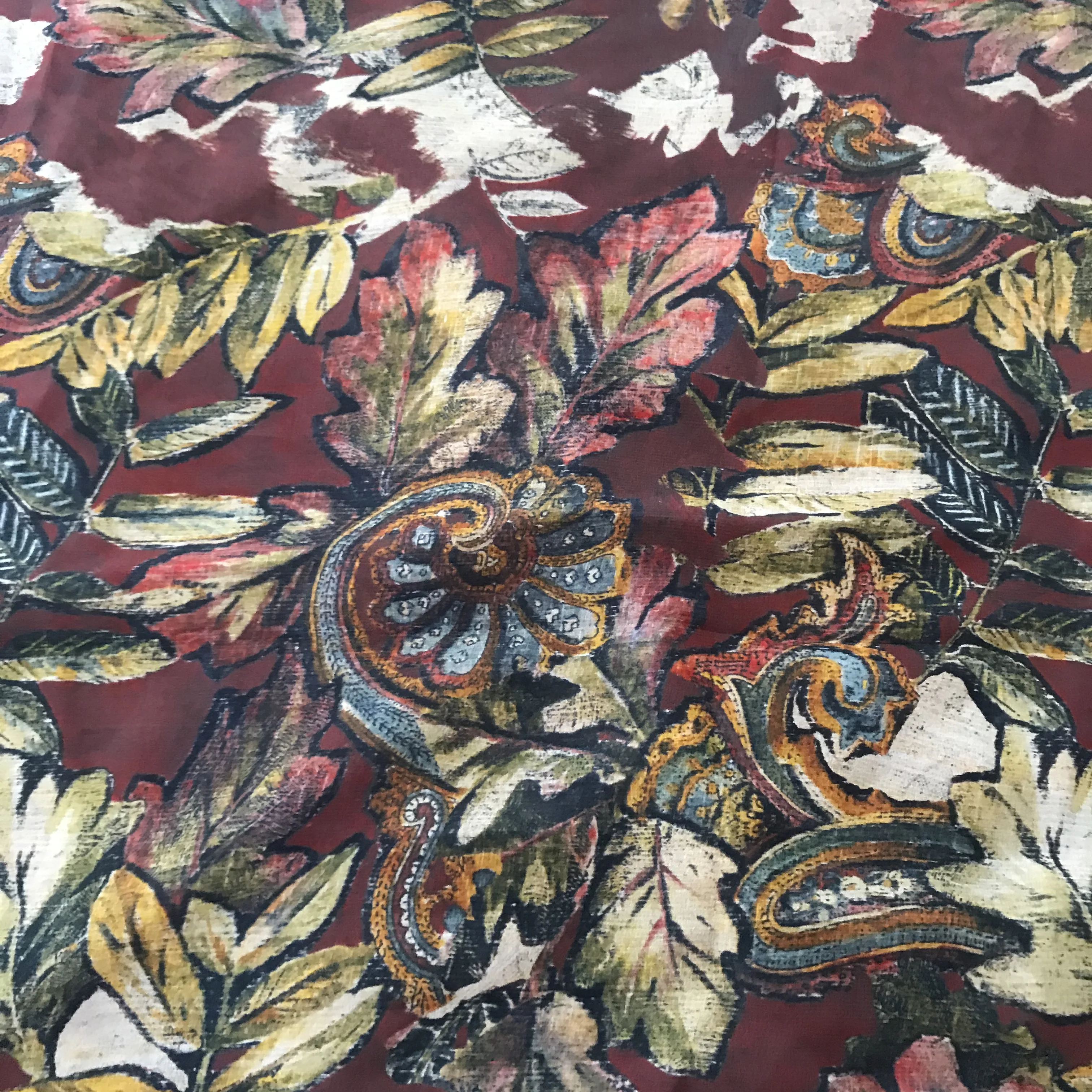 1 meter 100% Mulberry Silk 14 momme Crepe Silk Fabric Vintage Floral Printed 140cm 44\