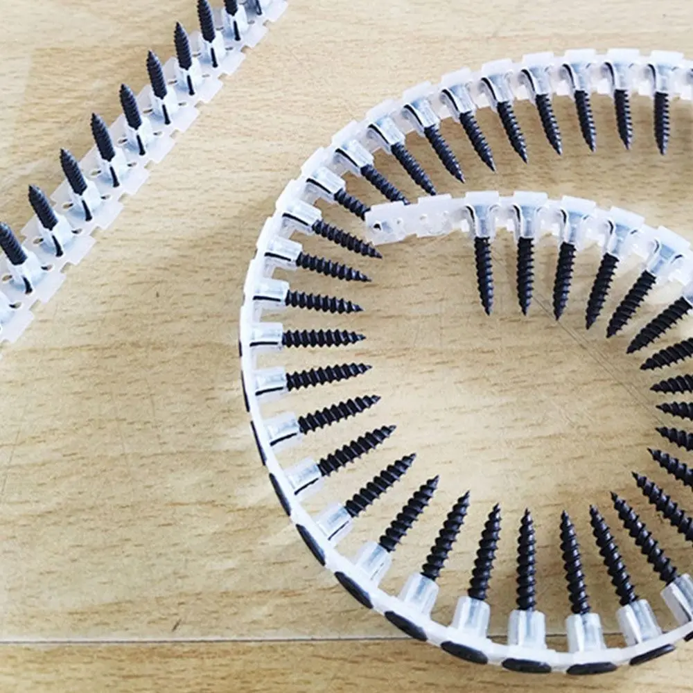 1000Pcs Cross Slot Chain Screws Plastic Strip Strip Screws Wall Screws Woodworking Collated Screws Chain Nail Adapter