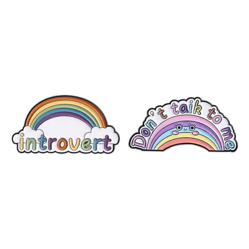 

Introvert Rainbow Brooch Enamel Pins Cartoon Don't Talk To Me Brooches Clothes Lapel Badges Decoration Jewelry Gift for Friends