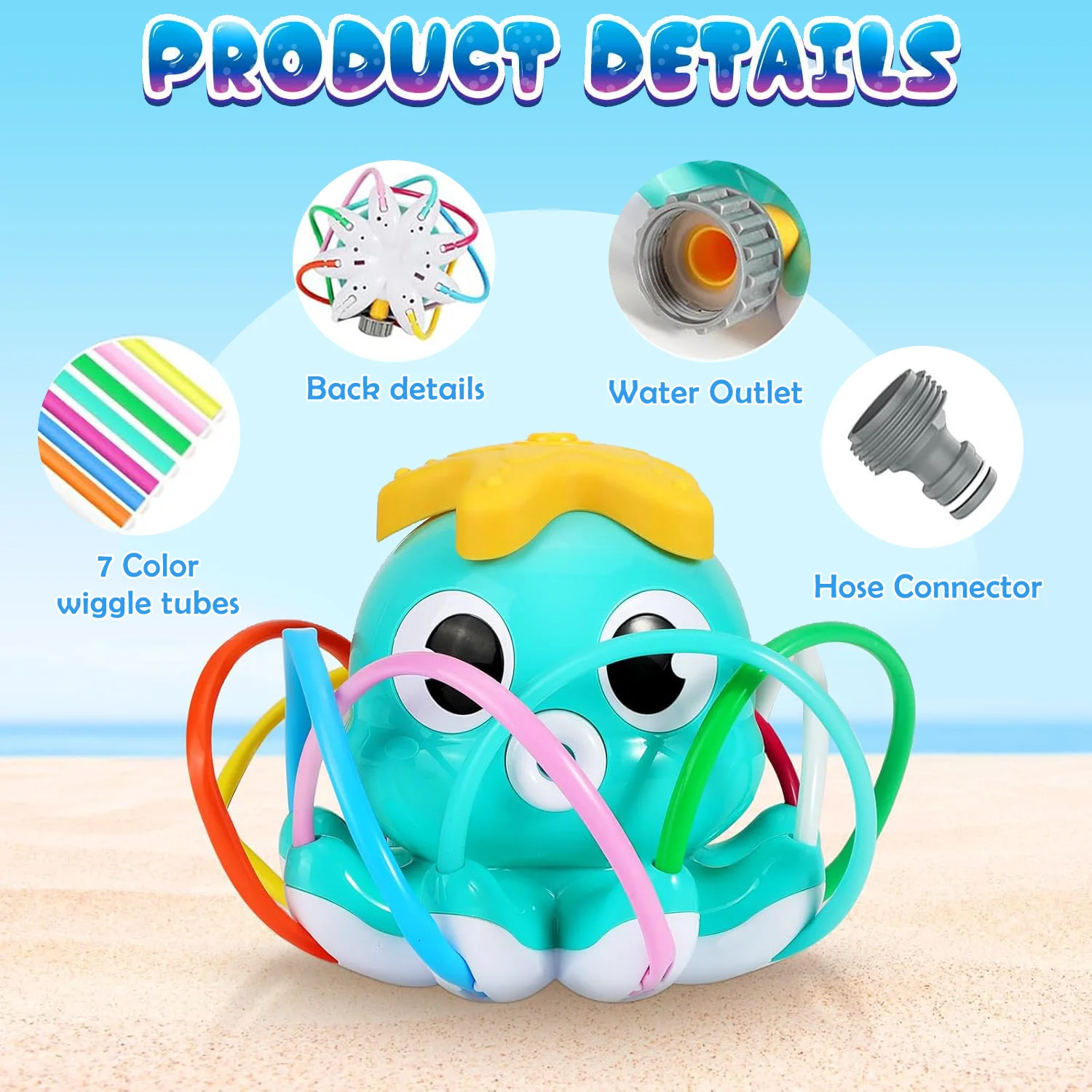 Octopus Sprinkler Water Spray Outdoor Toy Backyard Garden Water Toys Summer Yard Cartoon Splash Sprinkler Baby Bath Toy for Kids