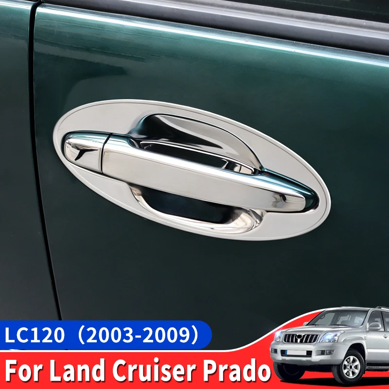 

Хромированная дверная ручка для Toyota Land Cruiser Prado 120 2003-2009, аксессуары для тюнинга Lc120 FJ120, чаша 2008 2007 2006 2005 2004 Модернизированная декоративная крышка ручки из нержавеющей стали
