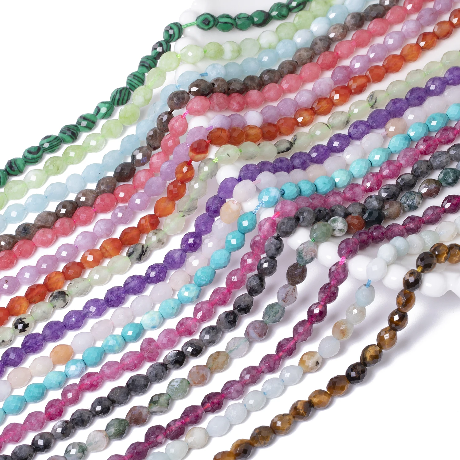 6x5mm Faceted Oval Shape Beads Natural Prehnite Amazonite Obsidian Agate Chrysoprase Stone Beads for Jewelry Making Accessories