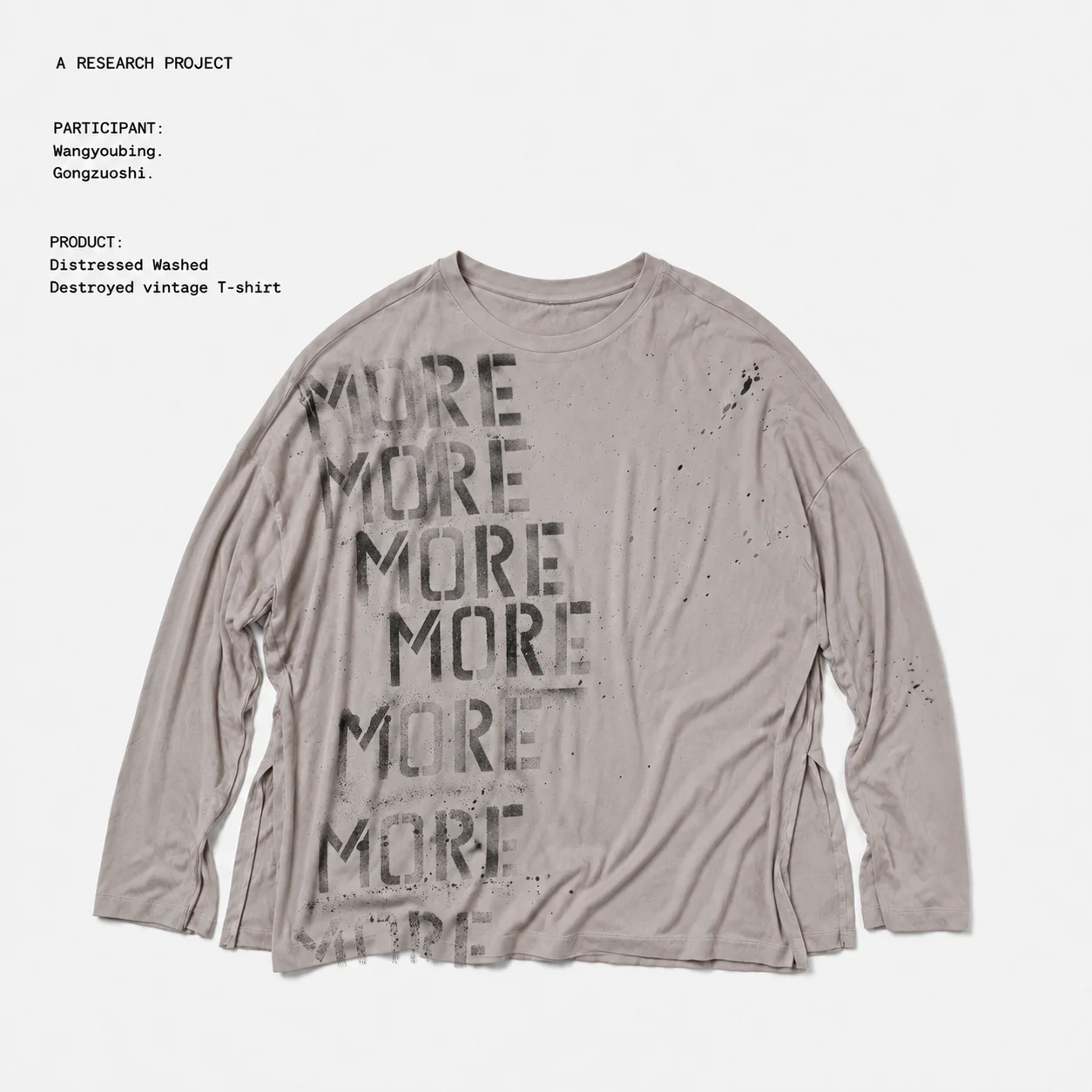 Vintage Feel Worn-look High Design Streetwear Long Sleeve T-shirt Loose Fit Cotton Youthful Trend Shoulder Drop round Neck