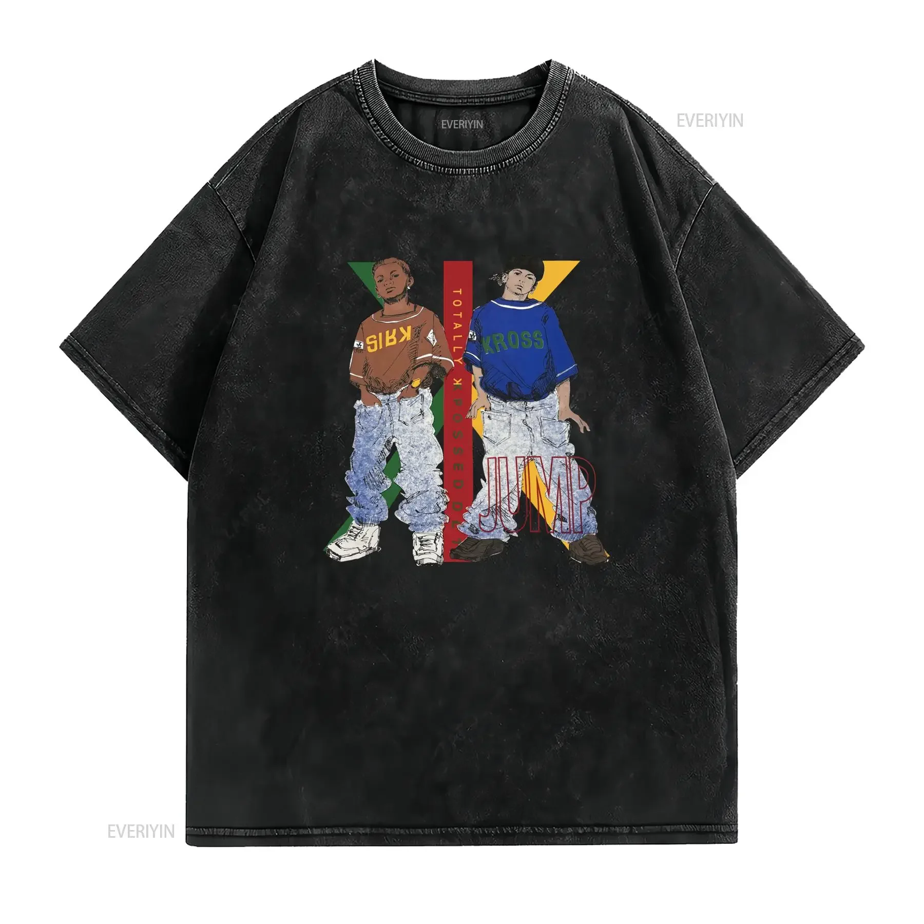 Maglietta Vintage Anni '90 Kris Kross Jump Stampa Mega su Due Lati Taglia L Hip Hop Rap Stile Casual Girocollo Tessuto vintage