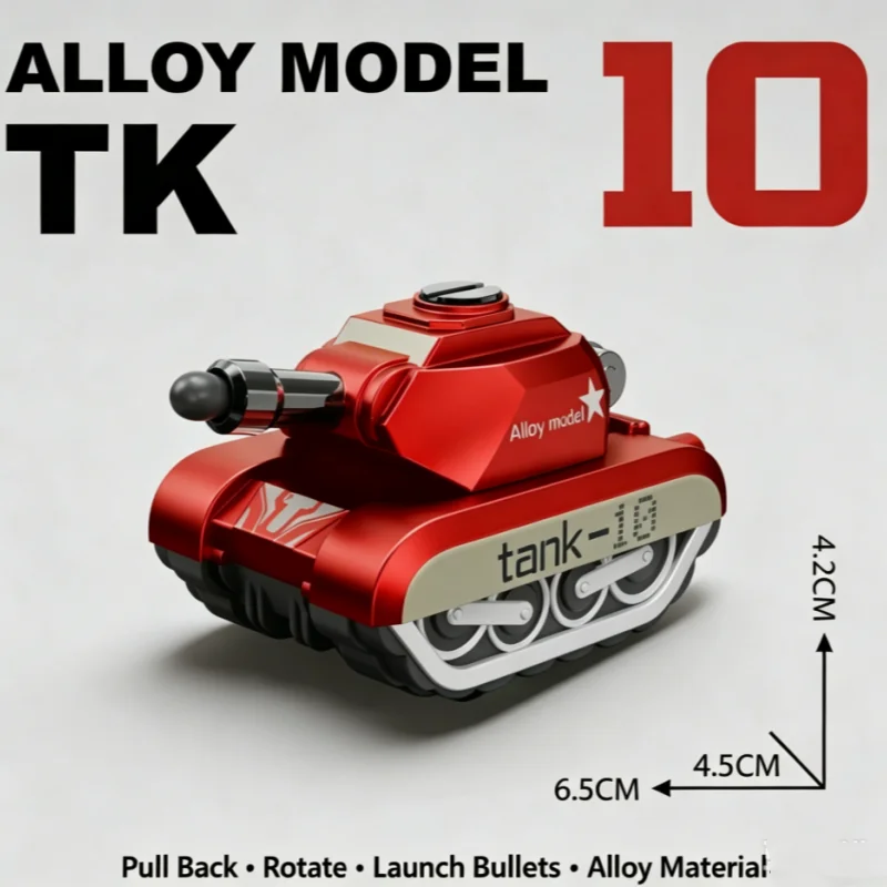 Decompression Cool Alloy Mini Tank Power Toy Boy Military Tank Can Launch Bullets Rotating Turret Armor Model Ornament