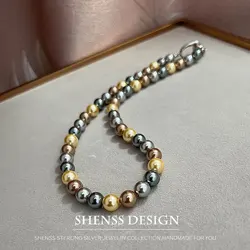 Collar avanzado de colores mezclados con perlas de imitación de 8 mm