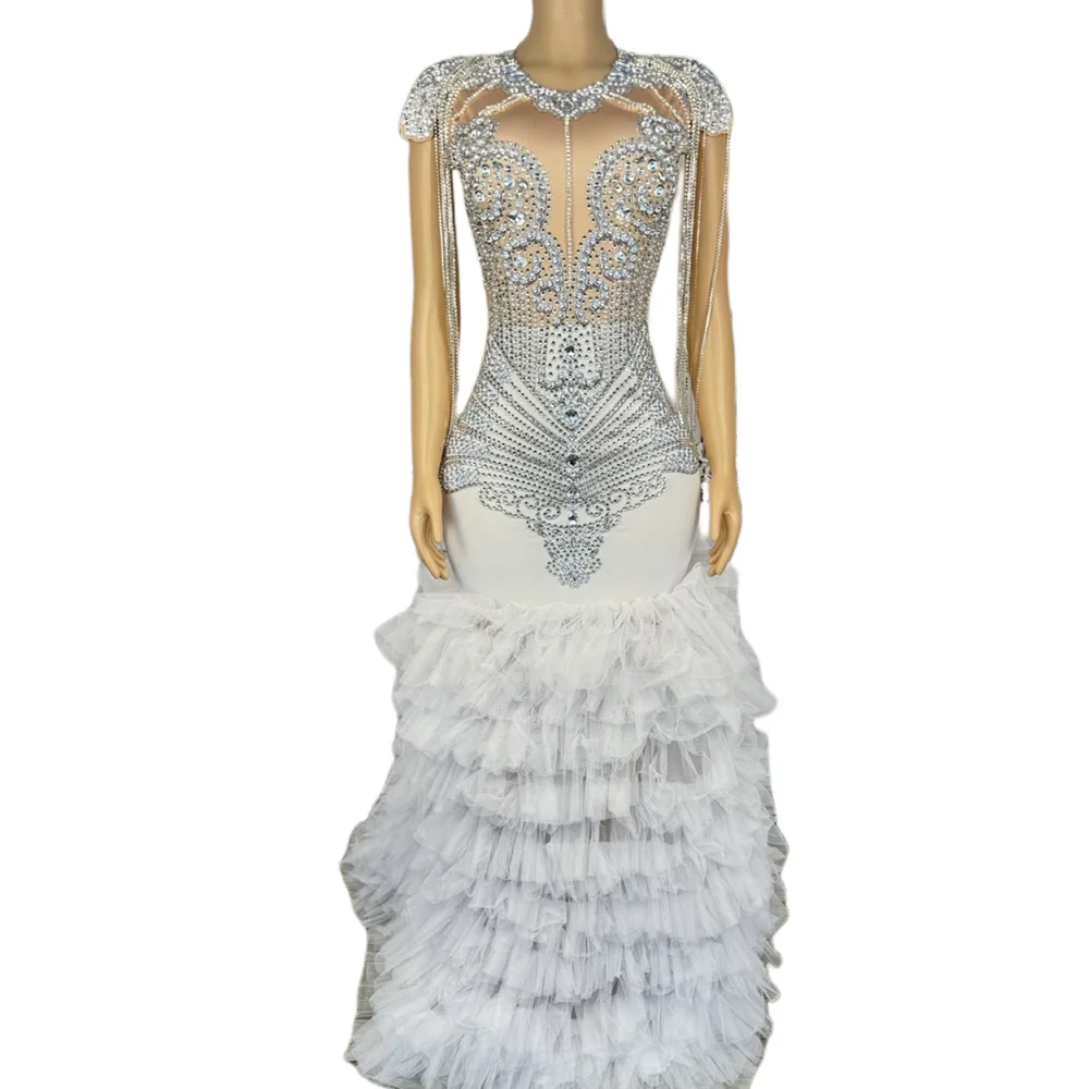 Sukienka seksowna na studniówkę, bal, wieczór, syreni krój, strój na imprezę, damska sukienka z dżetami, długa suknia ślubna, bankietowa, balowa