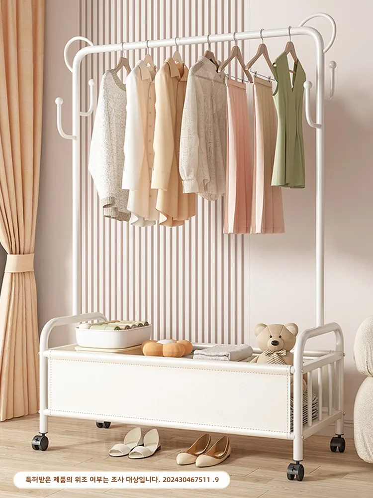 Clothes Hanger Floor Bedroom Clothes Hanger Home Indoor Mobile Light Luxury Clothes Hanger Multi-Functional Storage Storage C...