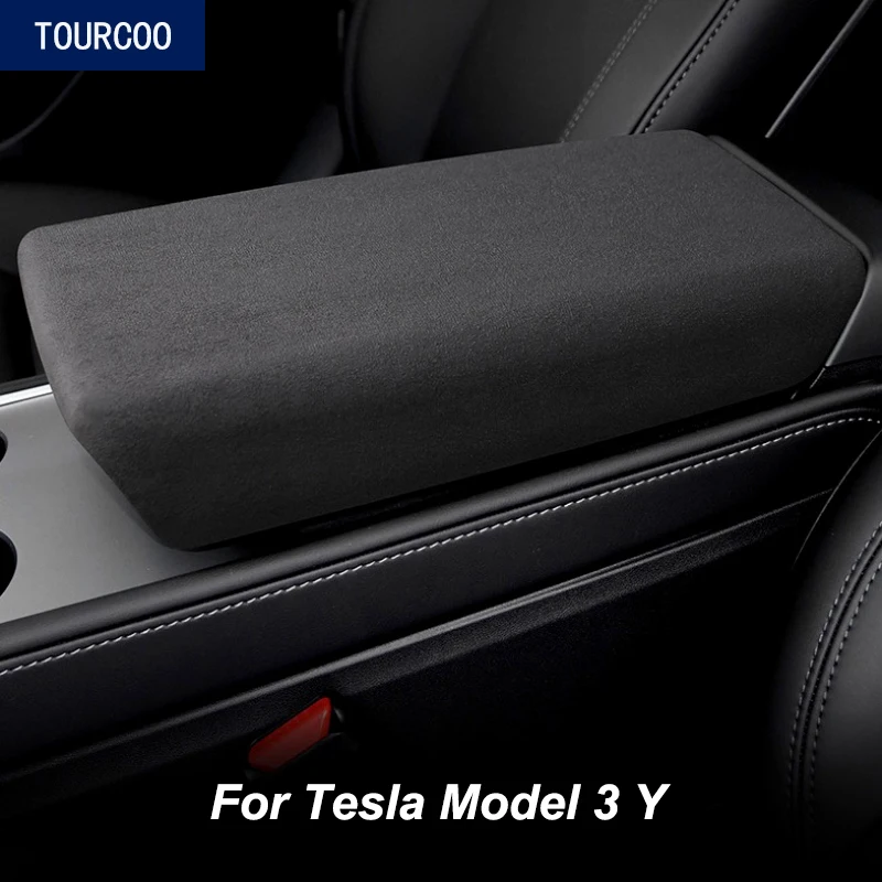 

For Tesla Model 3 Y Center Console Suede Armrest Cover Interior Modification Accessories