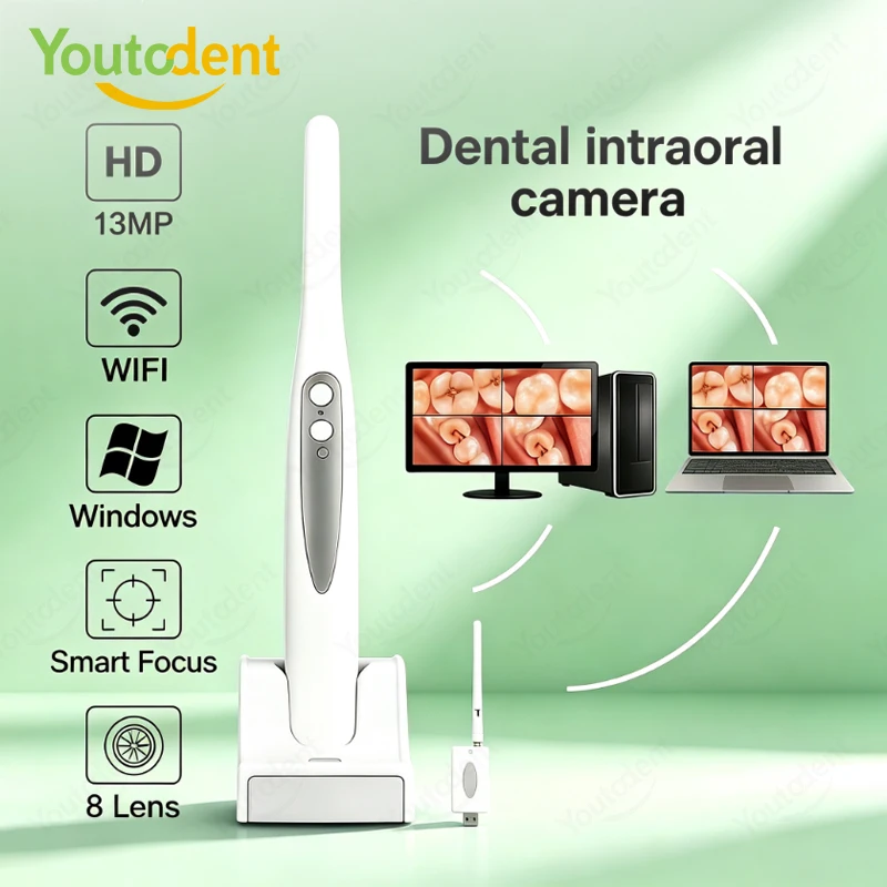 Wireless WIFI Dental Intraoral Camera 13MP HD 1080p Oral Inspection Camera 8 LED Auto Focus USB Dentistry Endoscope For Computer