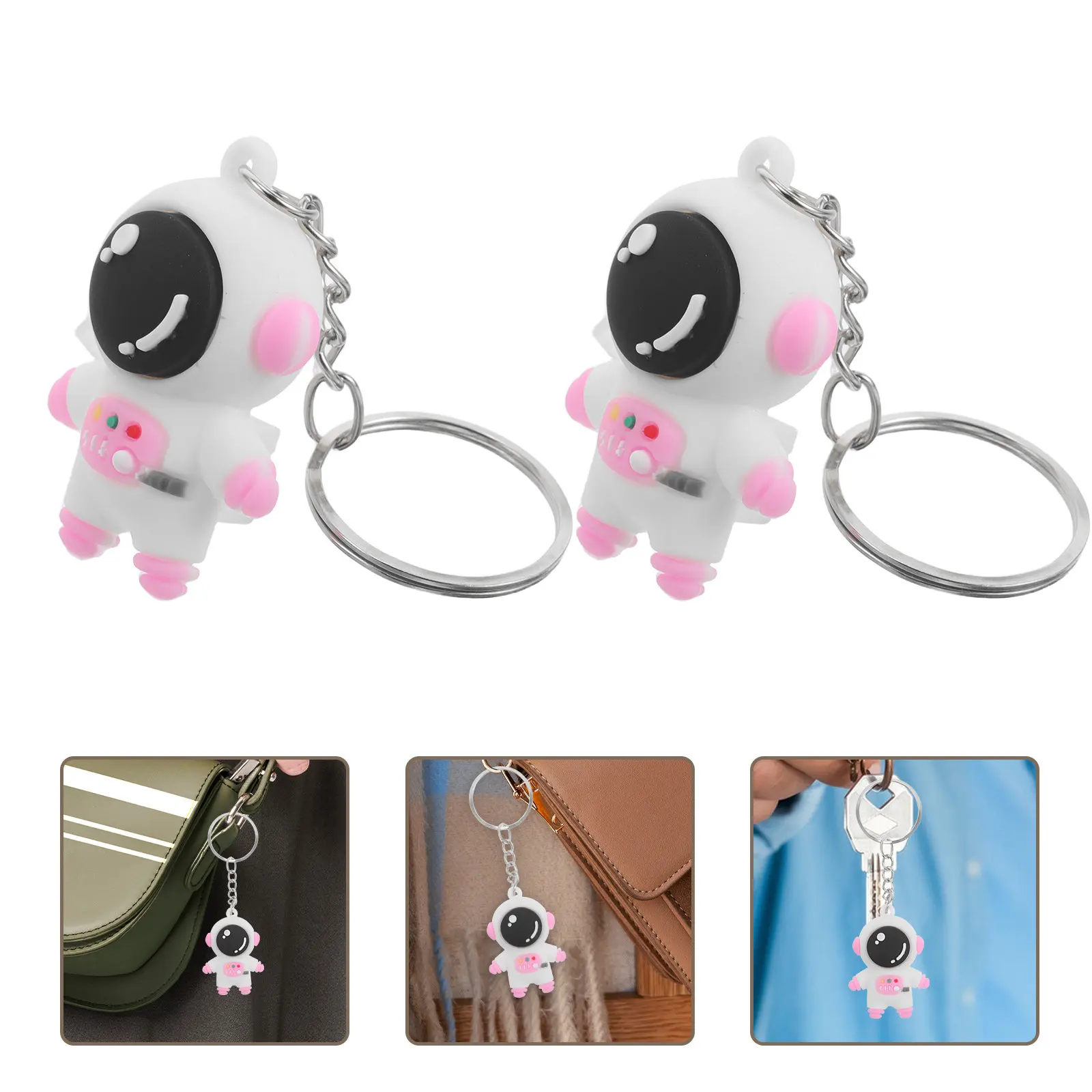 24Pcs Mini Astronaut Keychains Space Spaceman Charms Bag Pendants Outer Space Birthday Party Favors Return Gifts