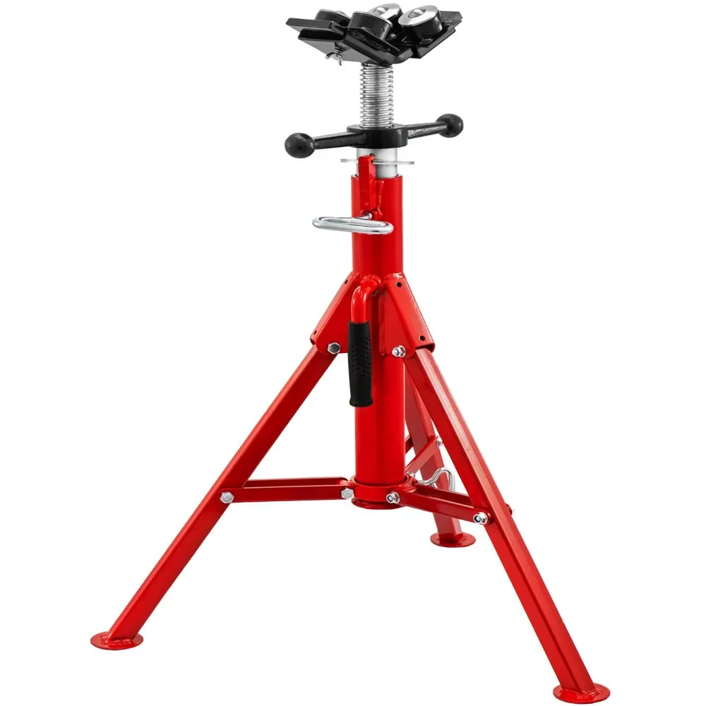 

1107 Pipe Jack Stand With Double Ball V-Head Industrial Professional Portable Holding Tripod for Supporting Tubes Max 12 Inches