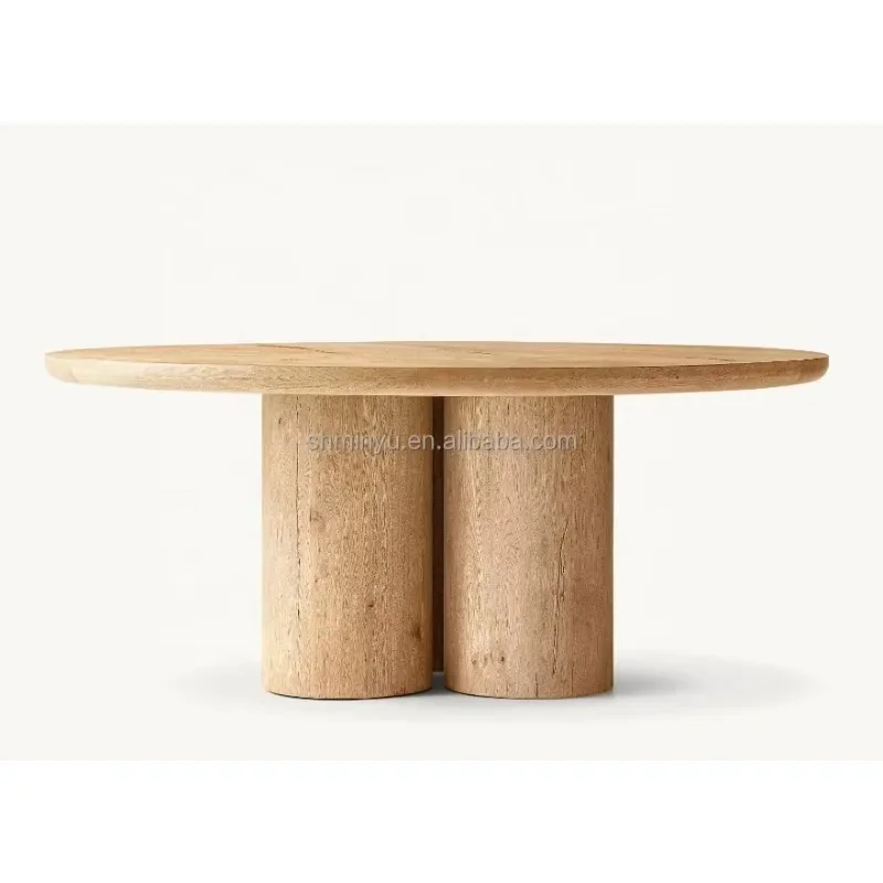 Luxury modern pure oak round dining table set for 6 people for kitchen furniture in hotel restaurants