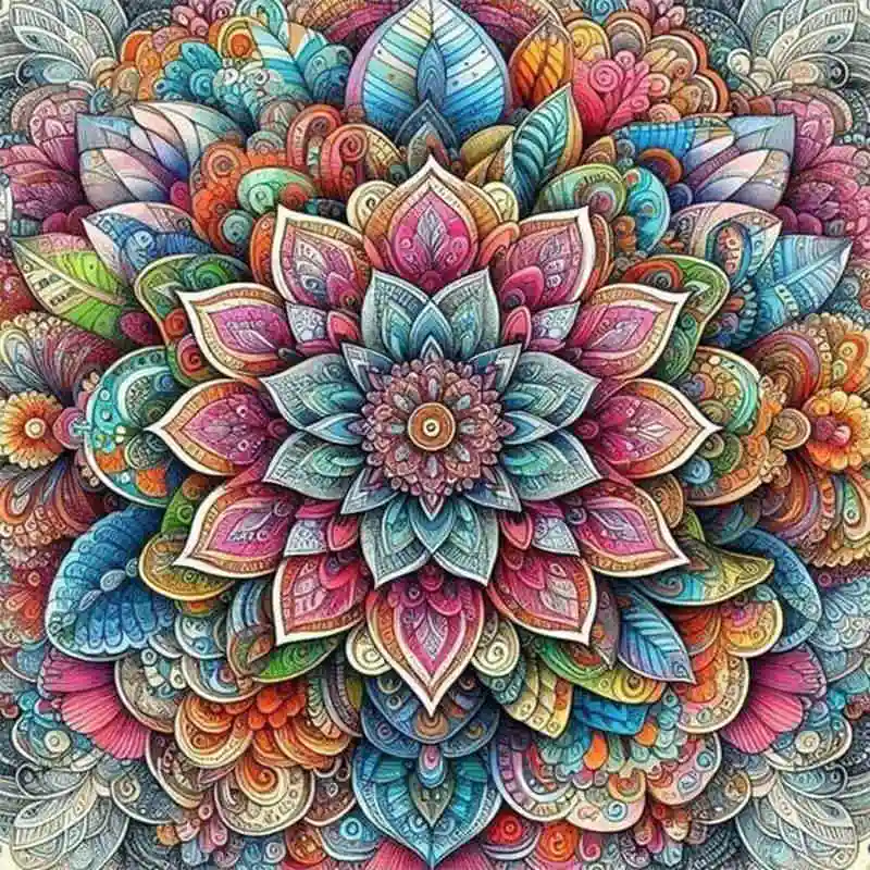 Colorful Mandala Floral Pattern Ornate Art 5D DIY Full Drill Diamond Painting Kit, Handmade Art Home Wall Decor